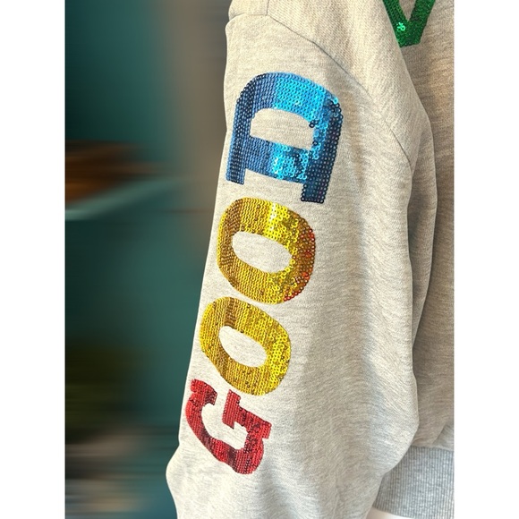 FINAL PRICE Good vibes only sequin accent crop pullover S M L - Picture 8 of 9